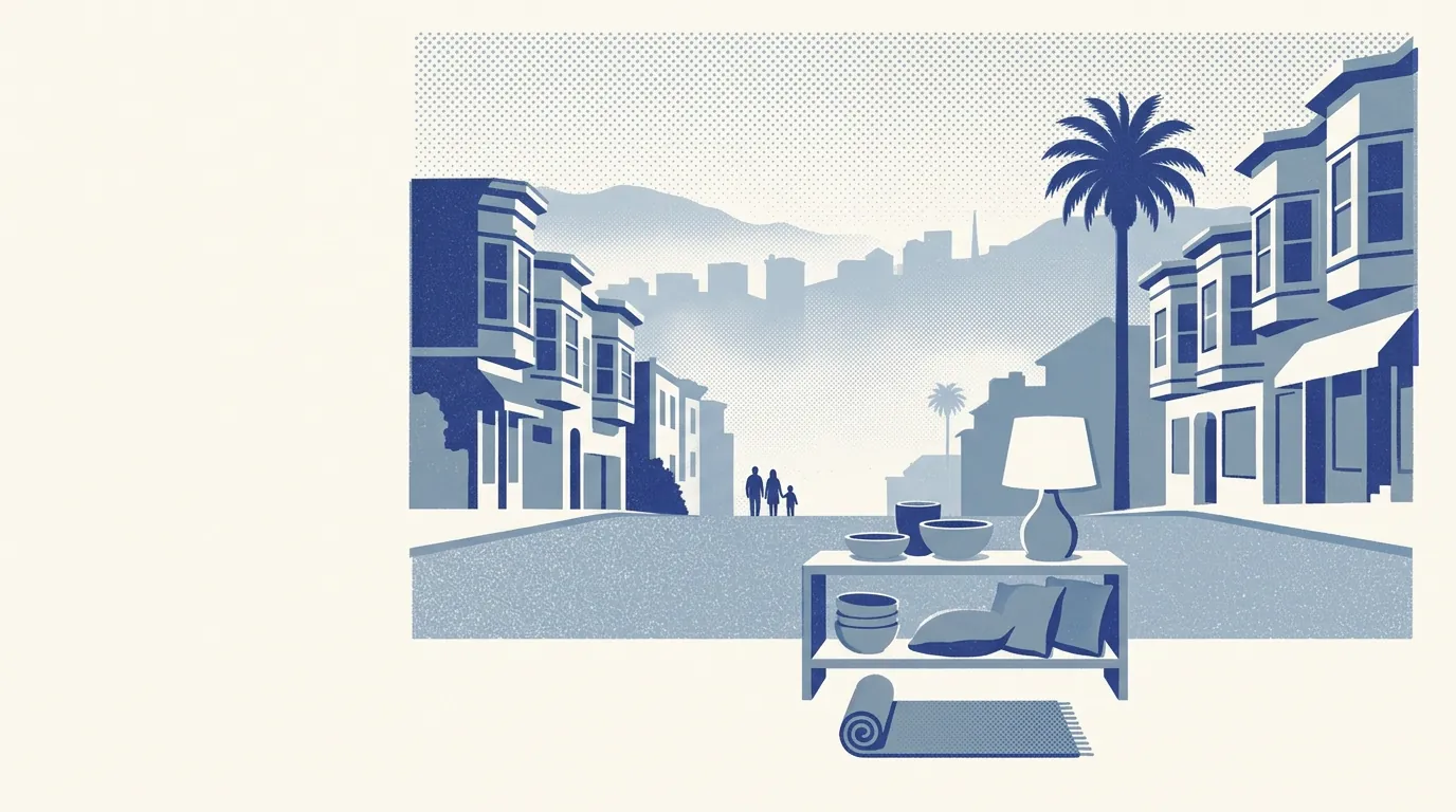 Illustration of home goods shops in San Francisco