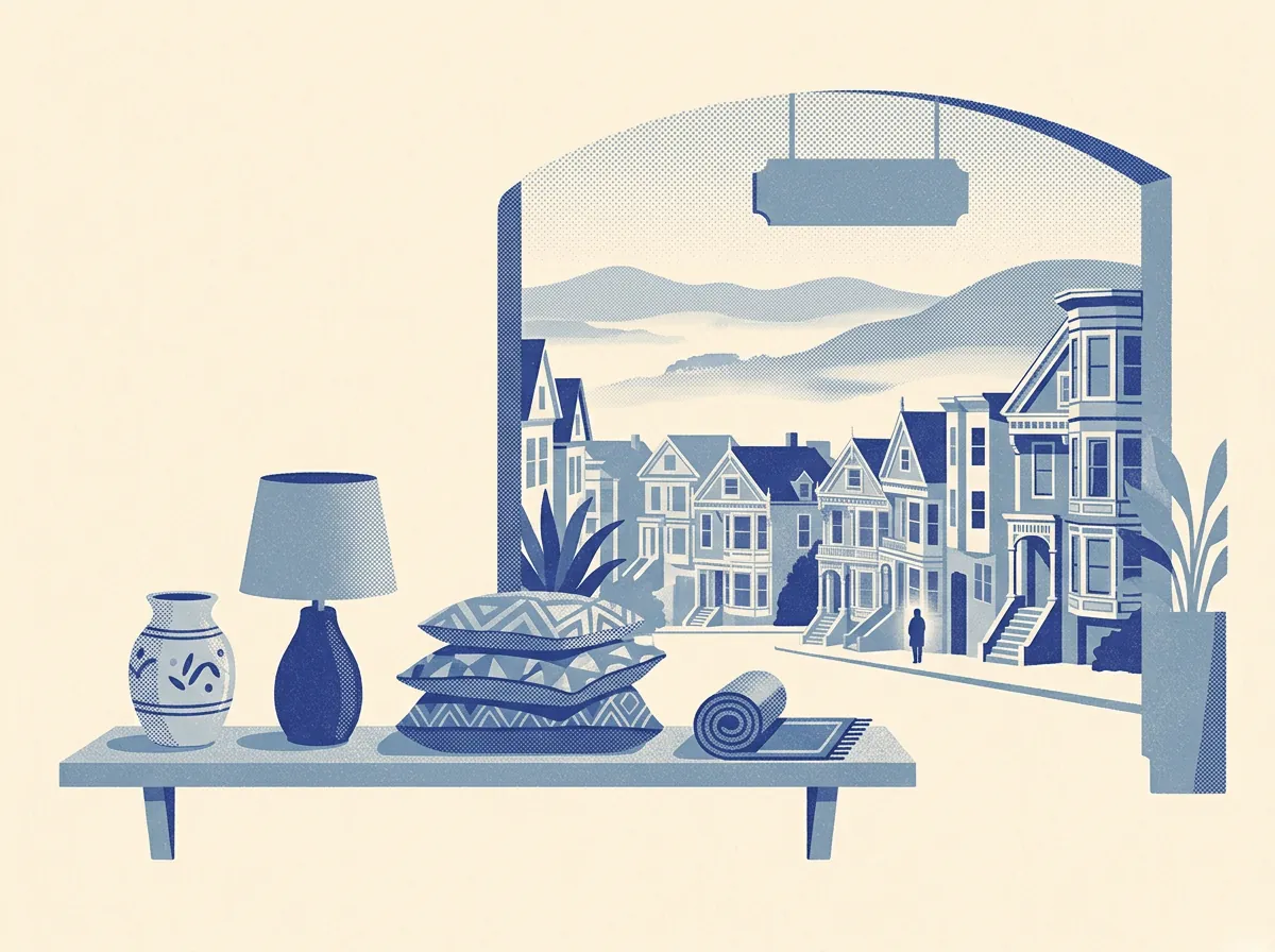 Illustration of home goods shops in San Francisco