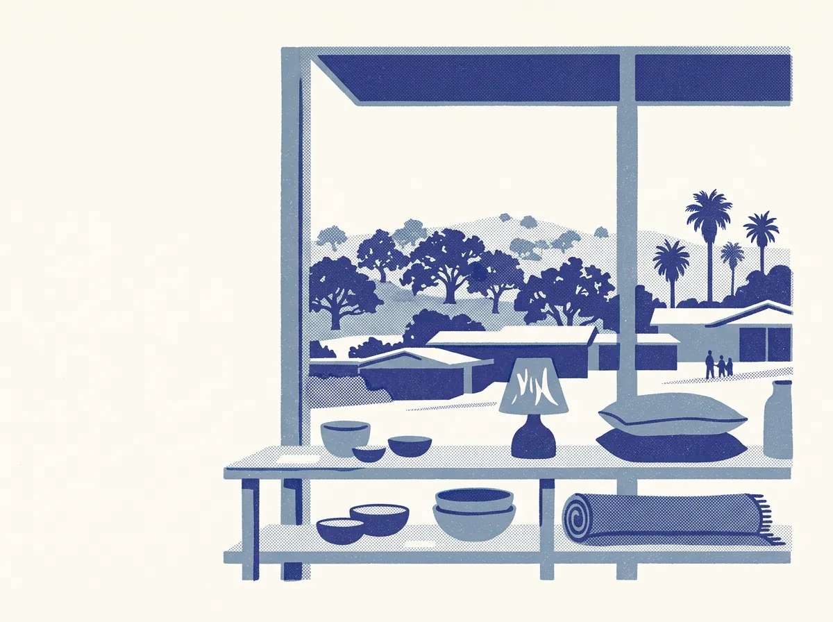 Illustration of home goods shops in Oakland