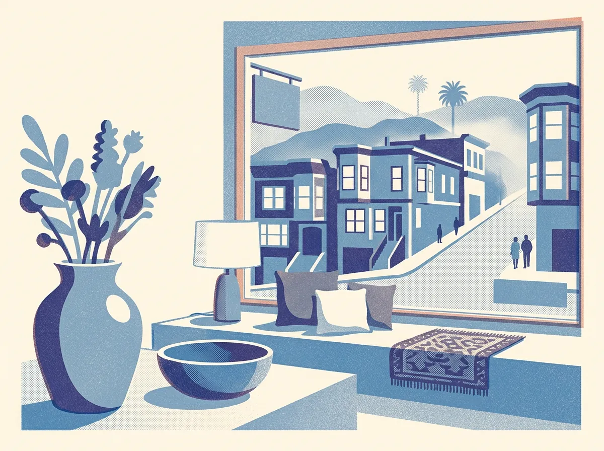 Illustration of home goods shops in San Francisco