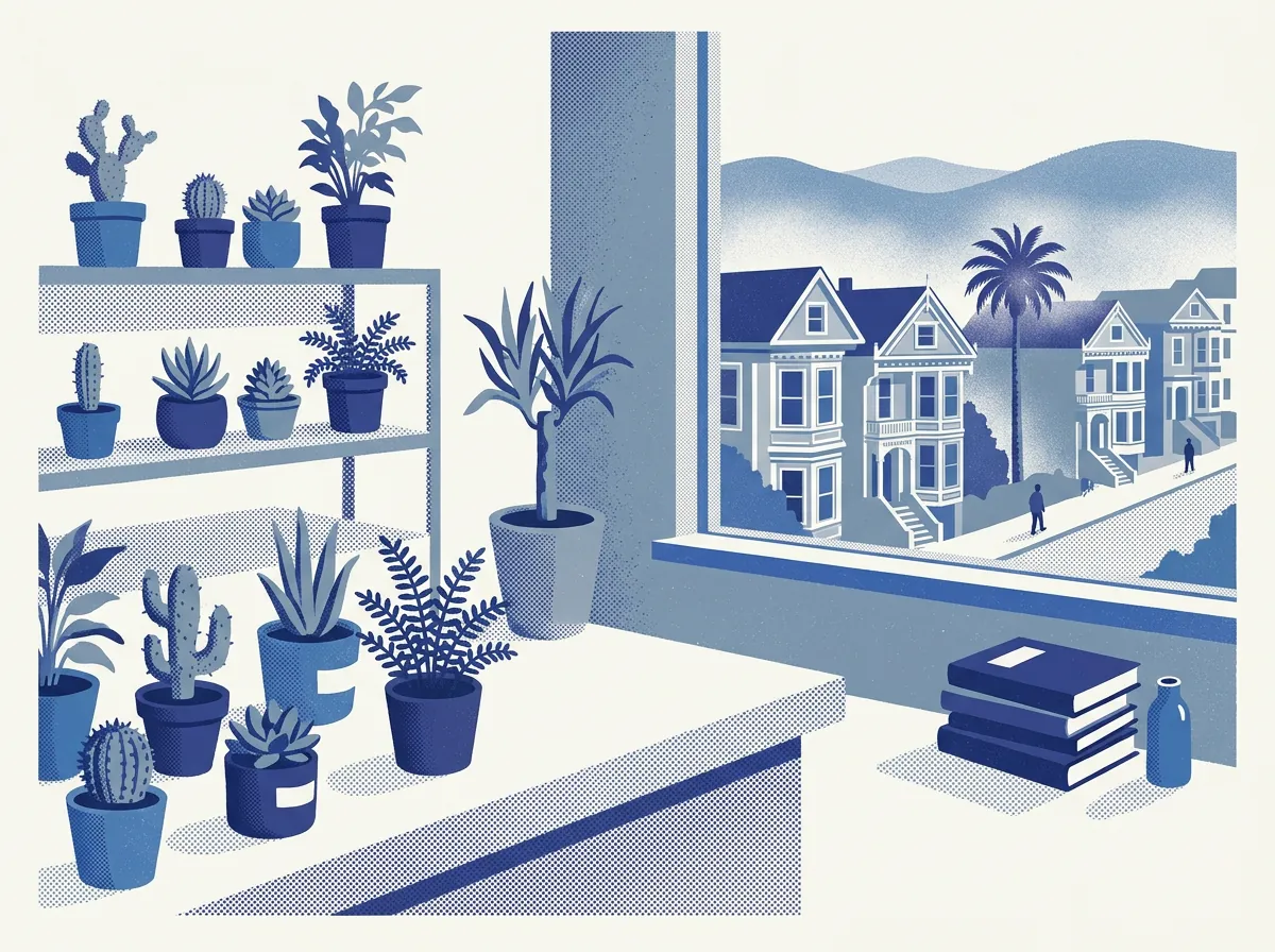 Illustration of plant shops in San Francisco