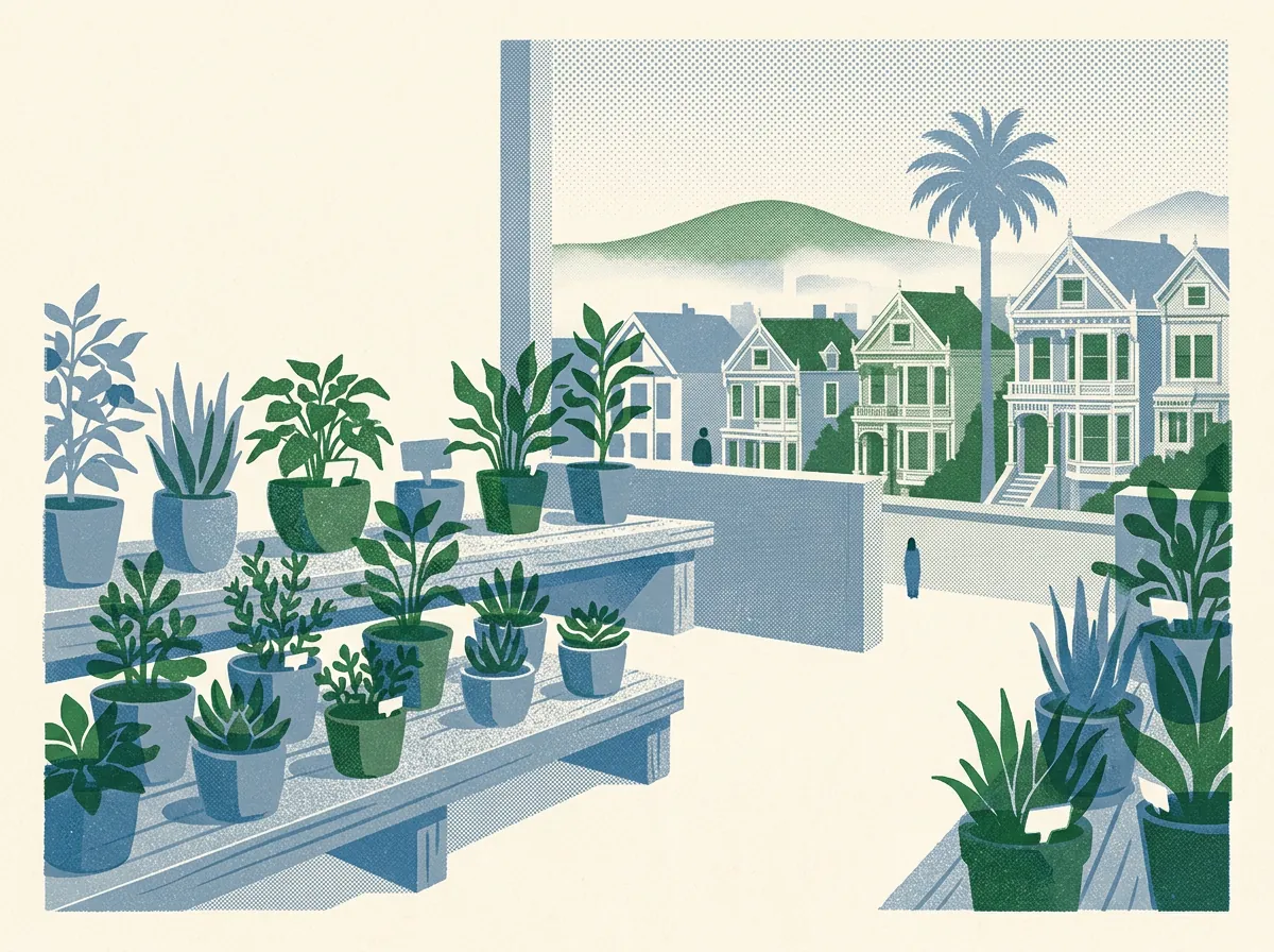 Illustration of plant nurseries in San Francisco